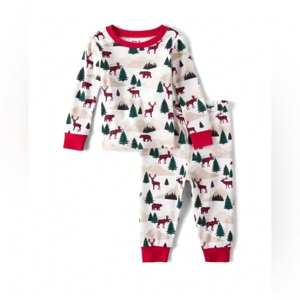Unisex Toddler Christmas Mountain Woodland Snug Fit Cotton PJs, 9/12 mos